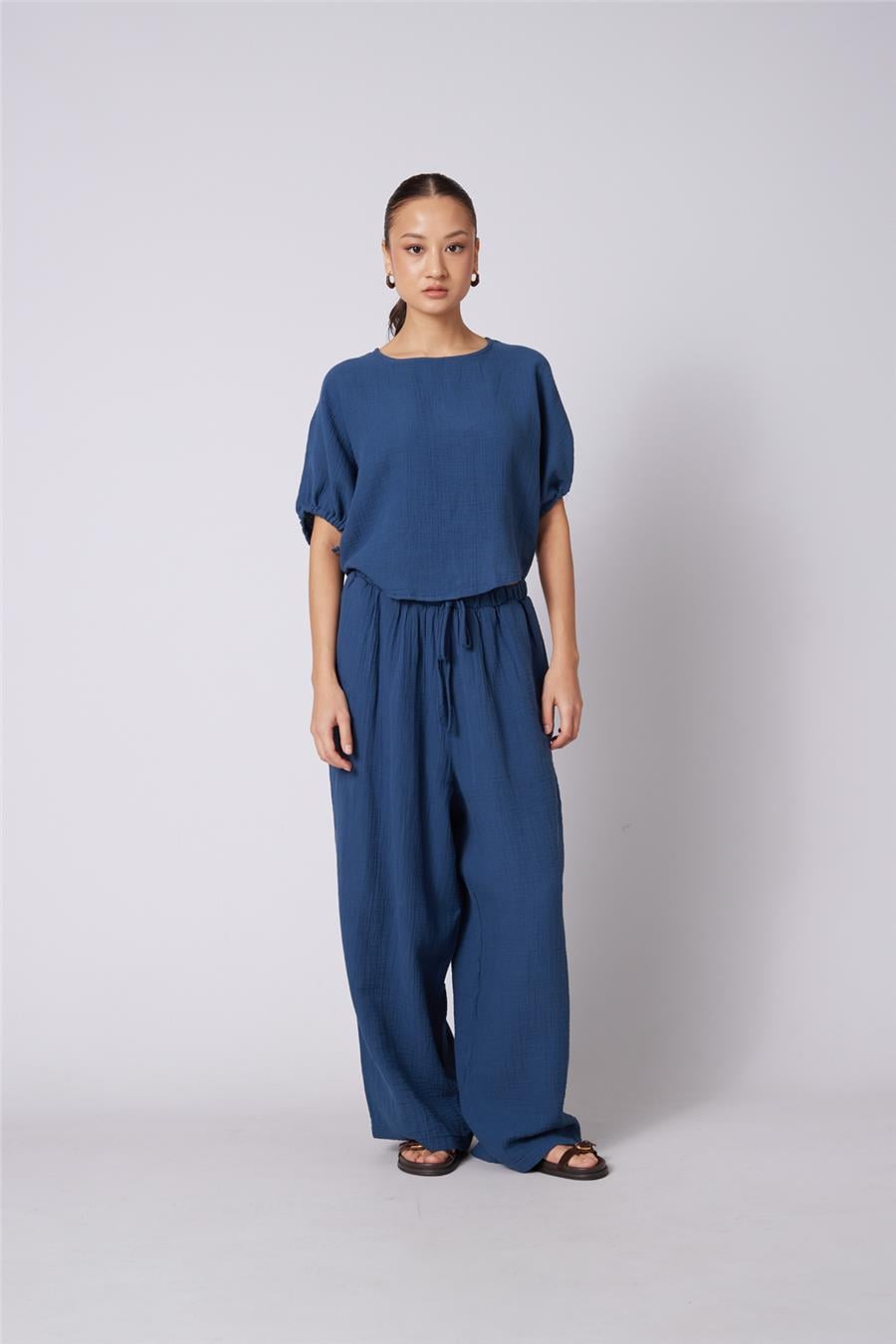 Nisan BAĞCIKLI STRAIGHT FIT PANTOLON İNDİGO N26-2324