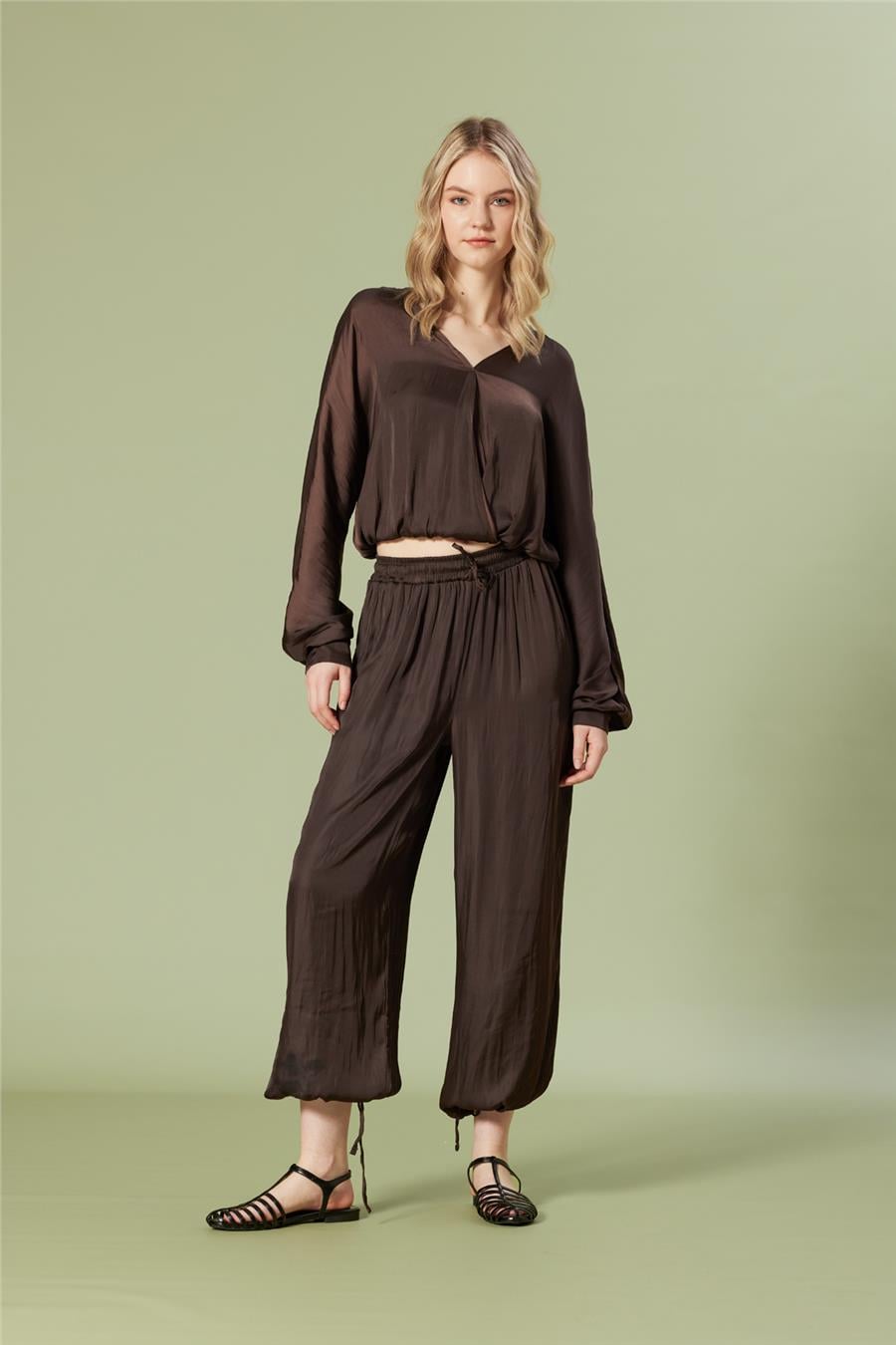 Nisan BELİ LASTİKLİ BALON PANTOLON KAHVE N26-2259