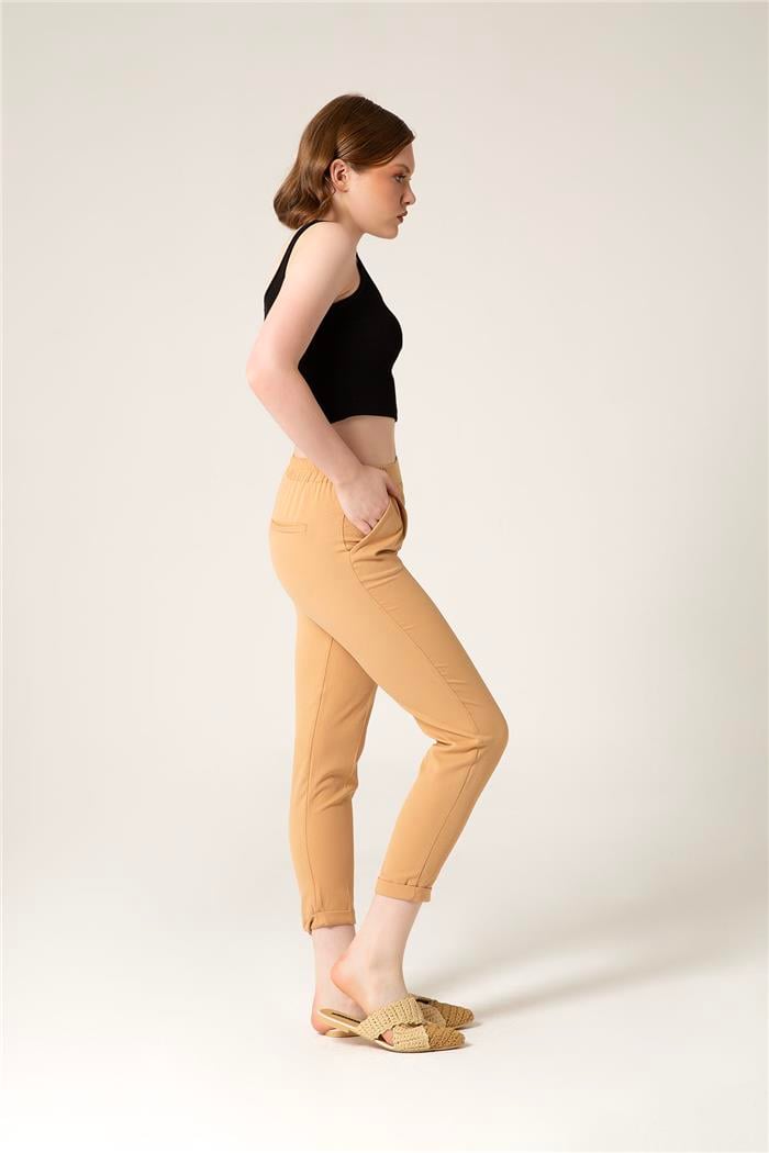 Nisan Beli Lastikli Duble Paça Pantolon CAMEL P4508
