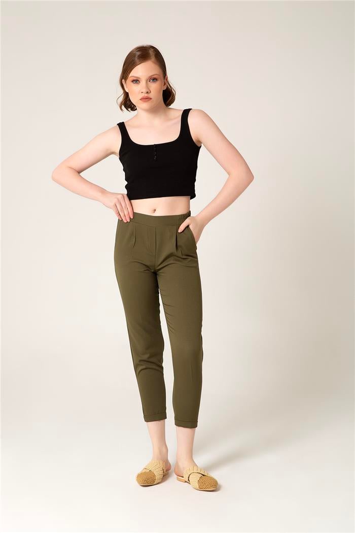 Nisan Beli Lastikli Duble Paça Pantolon HAKİ P4508
