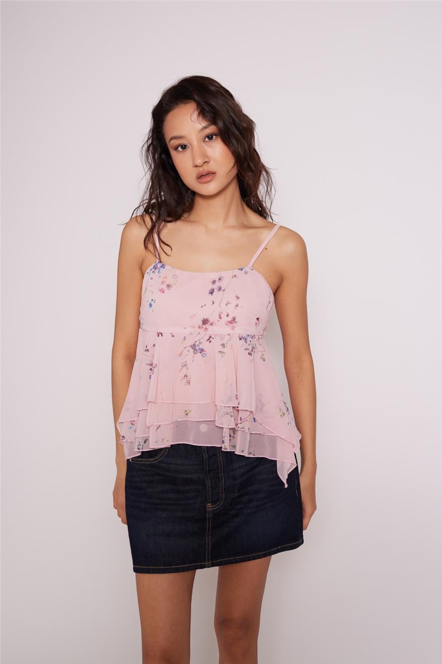 Nisan ÇİÇEK DESENLİ VOLANLI TOP PEMBE N26-2389