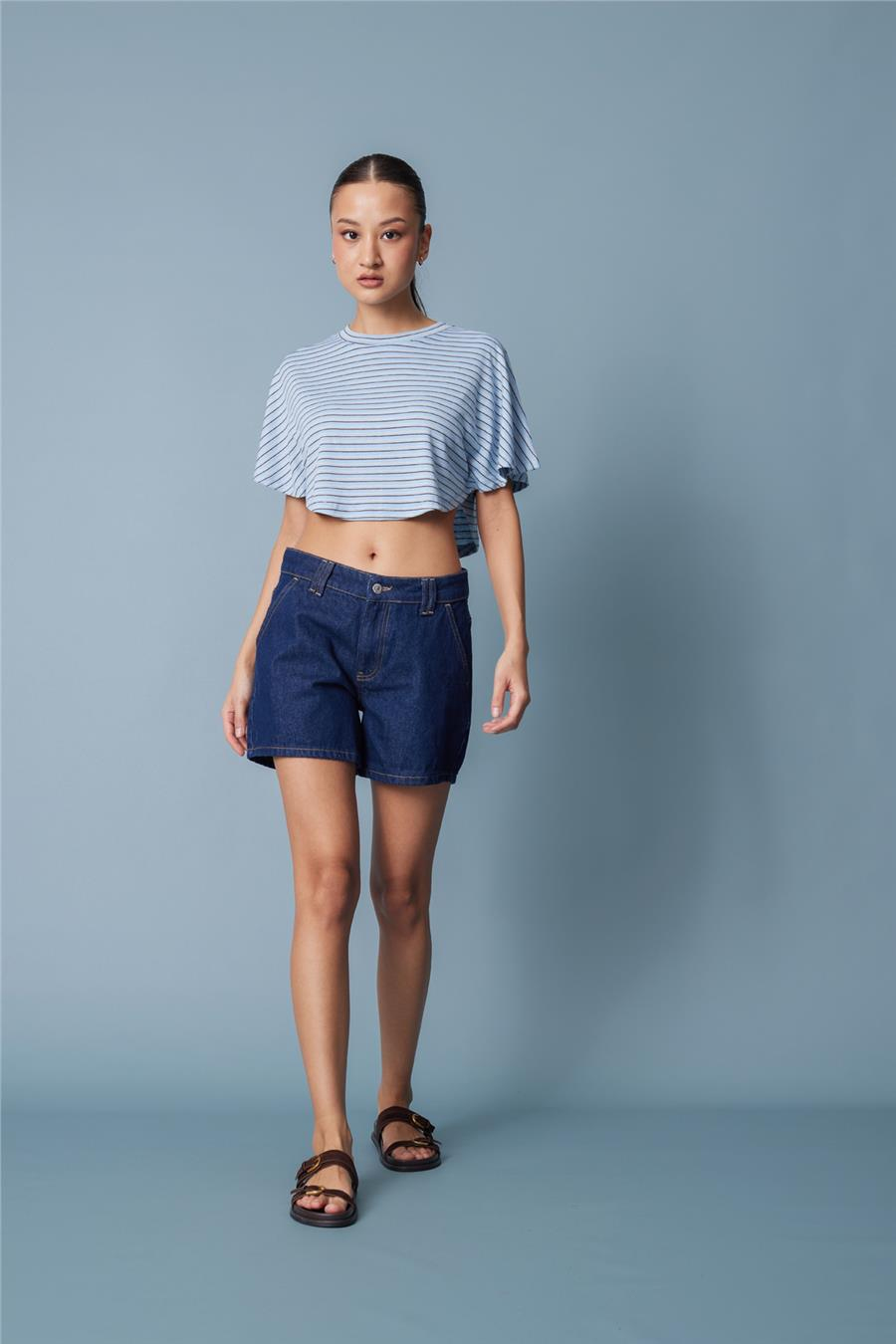 Nisan ÇİZGİLİ YARASA KOL T-SHIRT MAVİ N26-2331