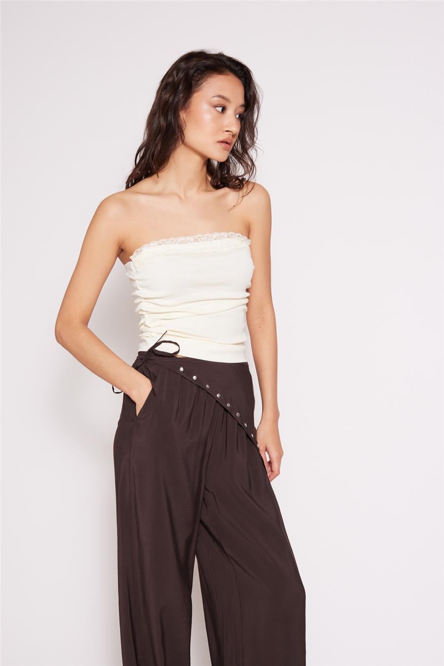 Nisan DANTEL DETAYLI STRAPLEZ TOP NATUREL N26-2362