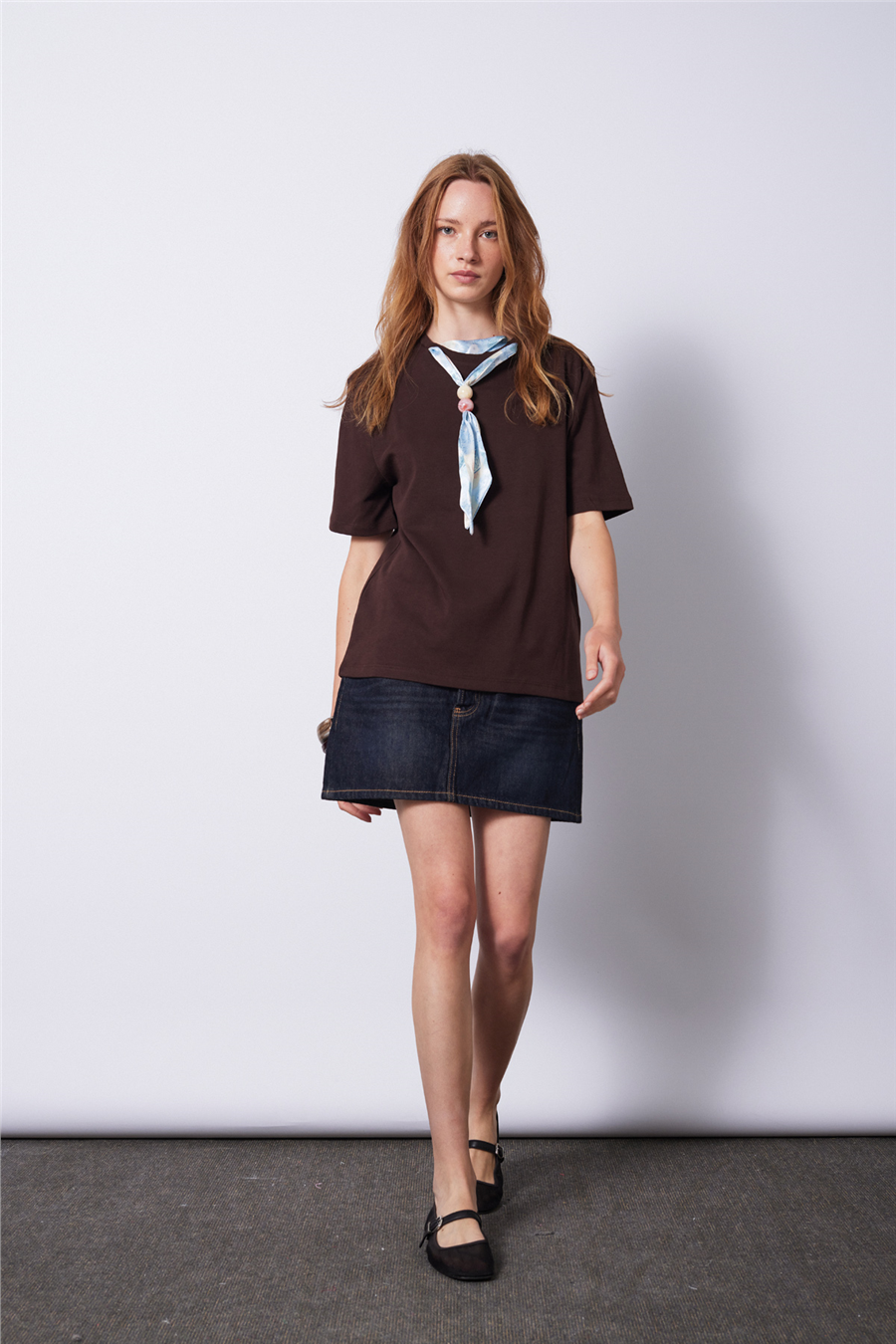 Nisan FULARLI BİSİKLET YAKA T-SHIRT KAHVE N26-2316