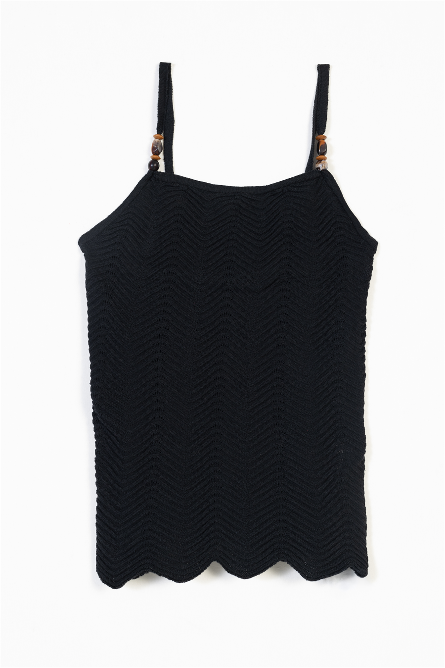 Nisan HALTER YAKA BONCUK DETAYLI ASKILI TRİKO TOP SİYAH TT4836-Z