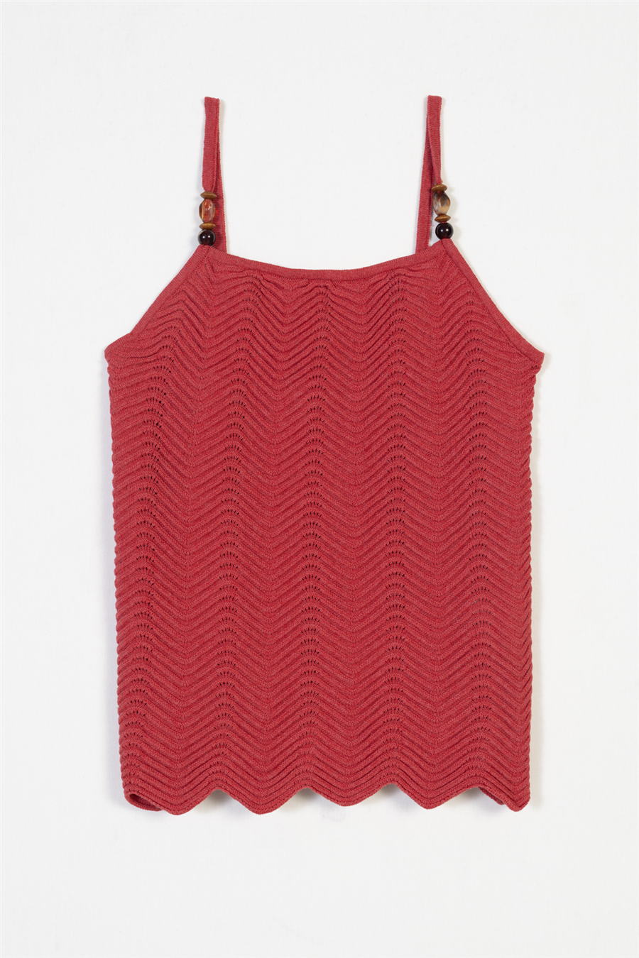Nisan HALTER YAKA BONCUK DETAYLI ASKILI TRİKO TOP KIRMIZI TT4836-Z