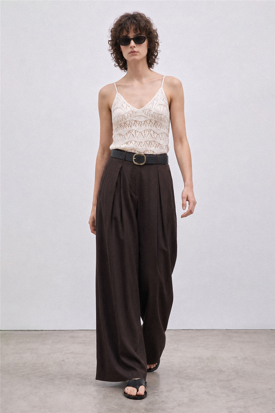 Nisan KEMERLİ VE PİLELİ CULOTTE PANTOLON KAHVE N26-2445