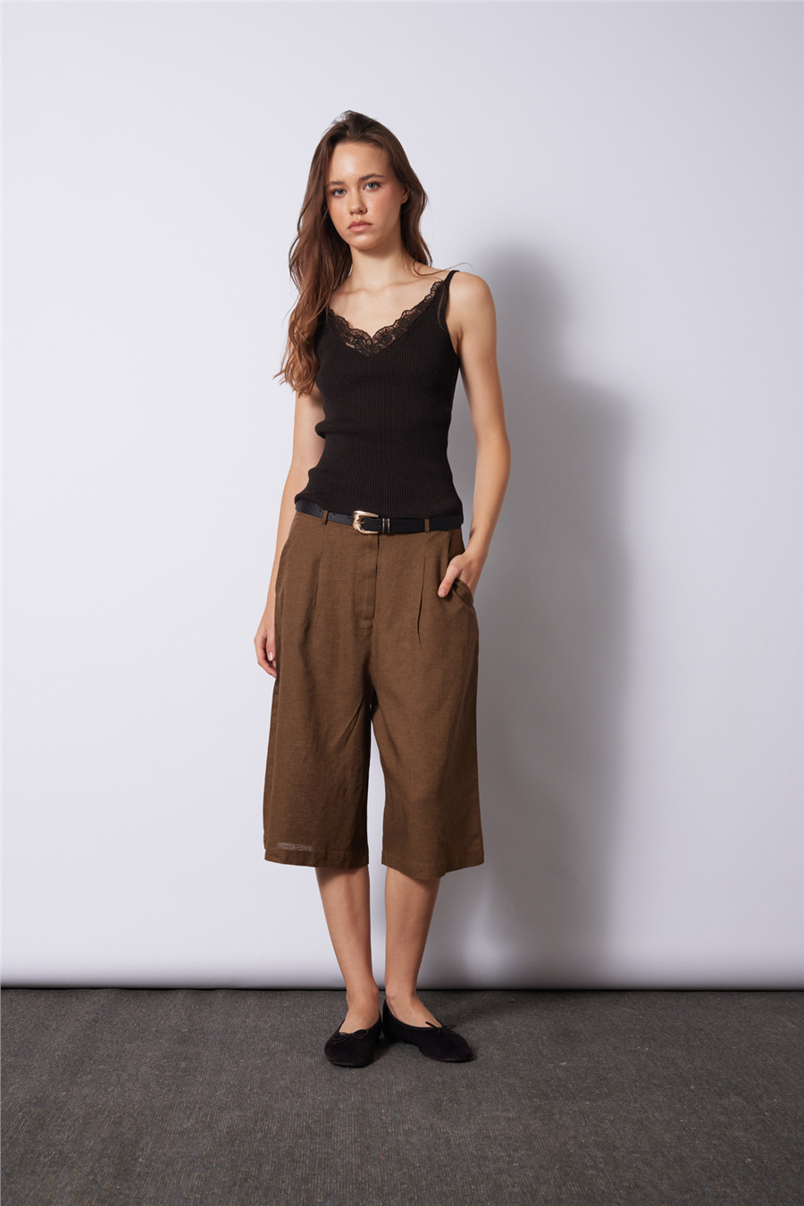 Nisan KETEN KARIŞIMLI BERMUDA OLIVE N26-2409