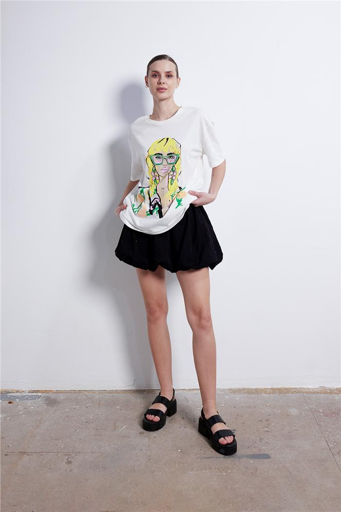 Nisan KIZ BASKILI T-SHIRT EKRU N24-1801
