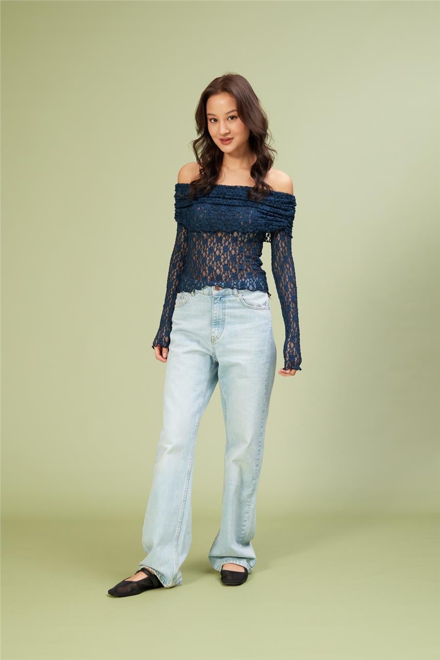 Nisan MADONNA YAKA DANTEL BLUZ İNDİGO N26-2304