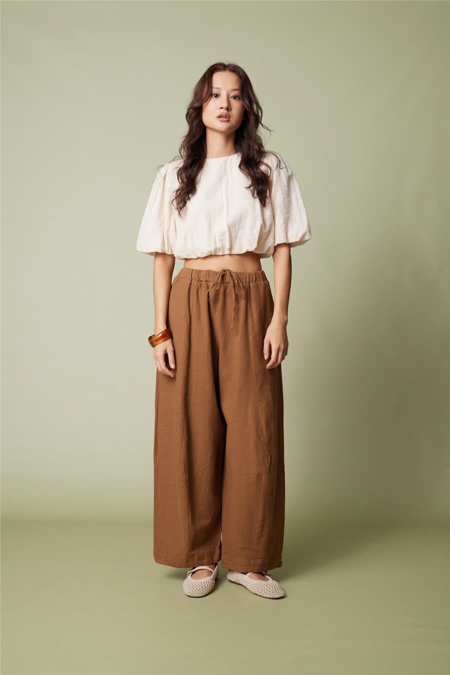 Nisan PAMUKLU BARREL FIT PANTOLON KAHVE N26-2356
