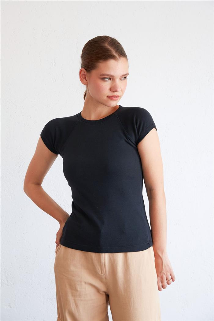 Nisan Soluk Efektli Pamuklu T-Shirt ANTRASİT N23-1701