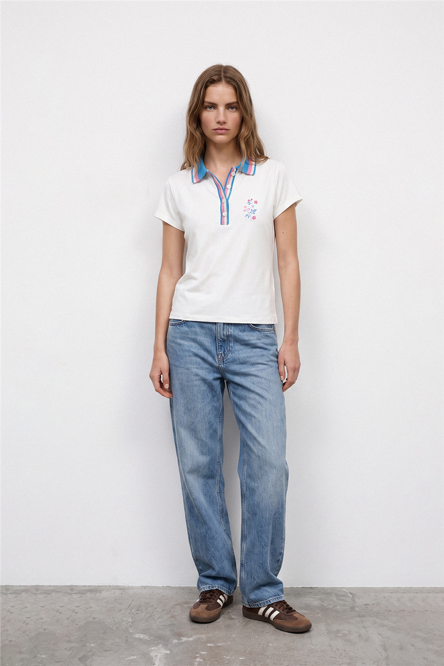 Nisan TRİKO YAKALI BASKILI T-SHIRT EKRU N26-2415