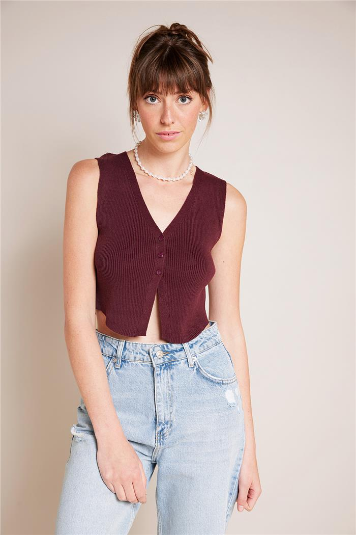 Nisan Triko Yelek BORDO TT4336-Z