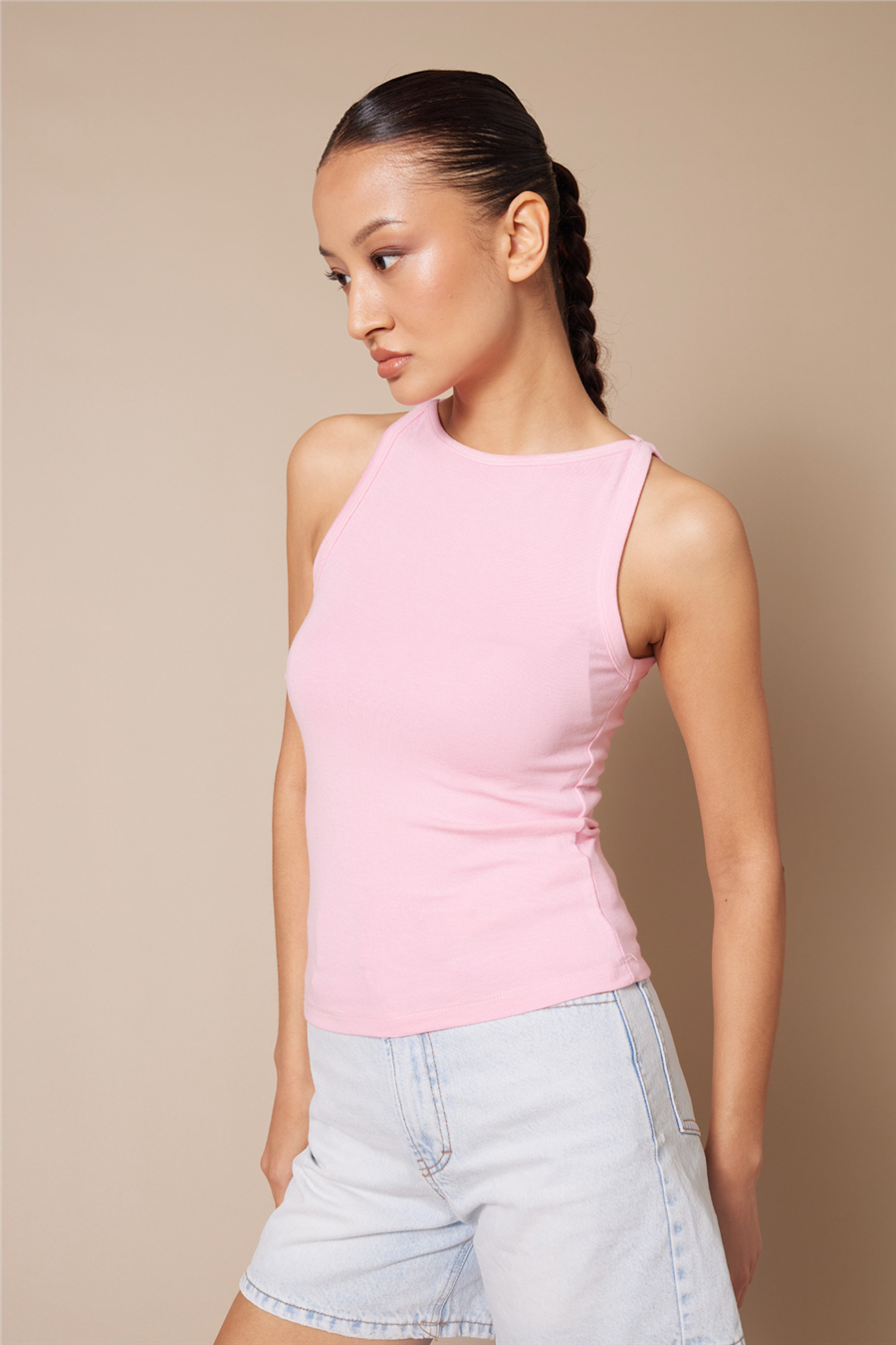 Nisan YUMUŞAK DOKULU HALTER TOP PEMBE N26-2373