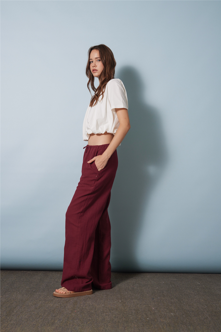 Avrile BAĞCIKLI PANTOLON BORDO A24-10302