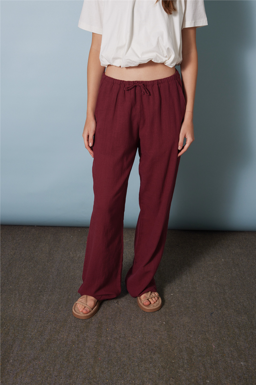 Avrile BAĞCIKLI PANTOLON BORDO A24-10302