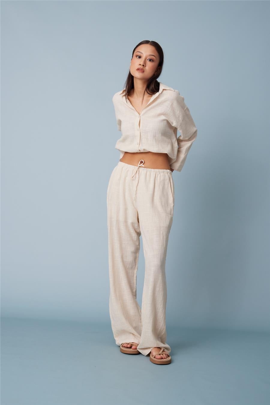 Avrile BAĞCIKLI PANTOLON NATUREL A24-10302