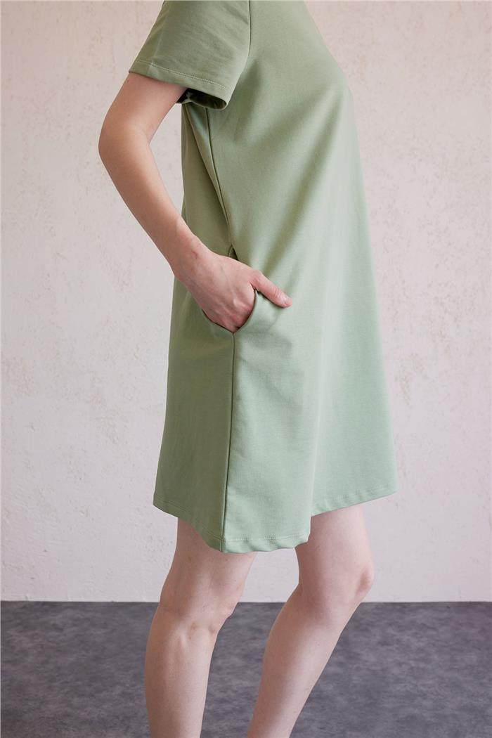 Avrile Bisiklet Yaka Basic Elbise MİNT A23-10222