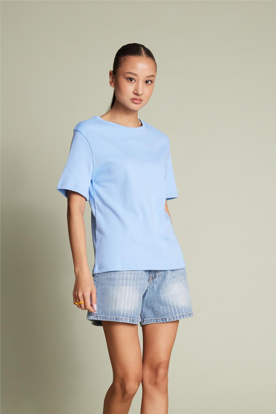 Avrile BİSİKLET YAKA T-SHIRT BEBE MAVİ A25-10393