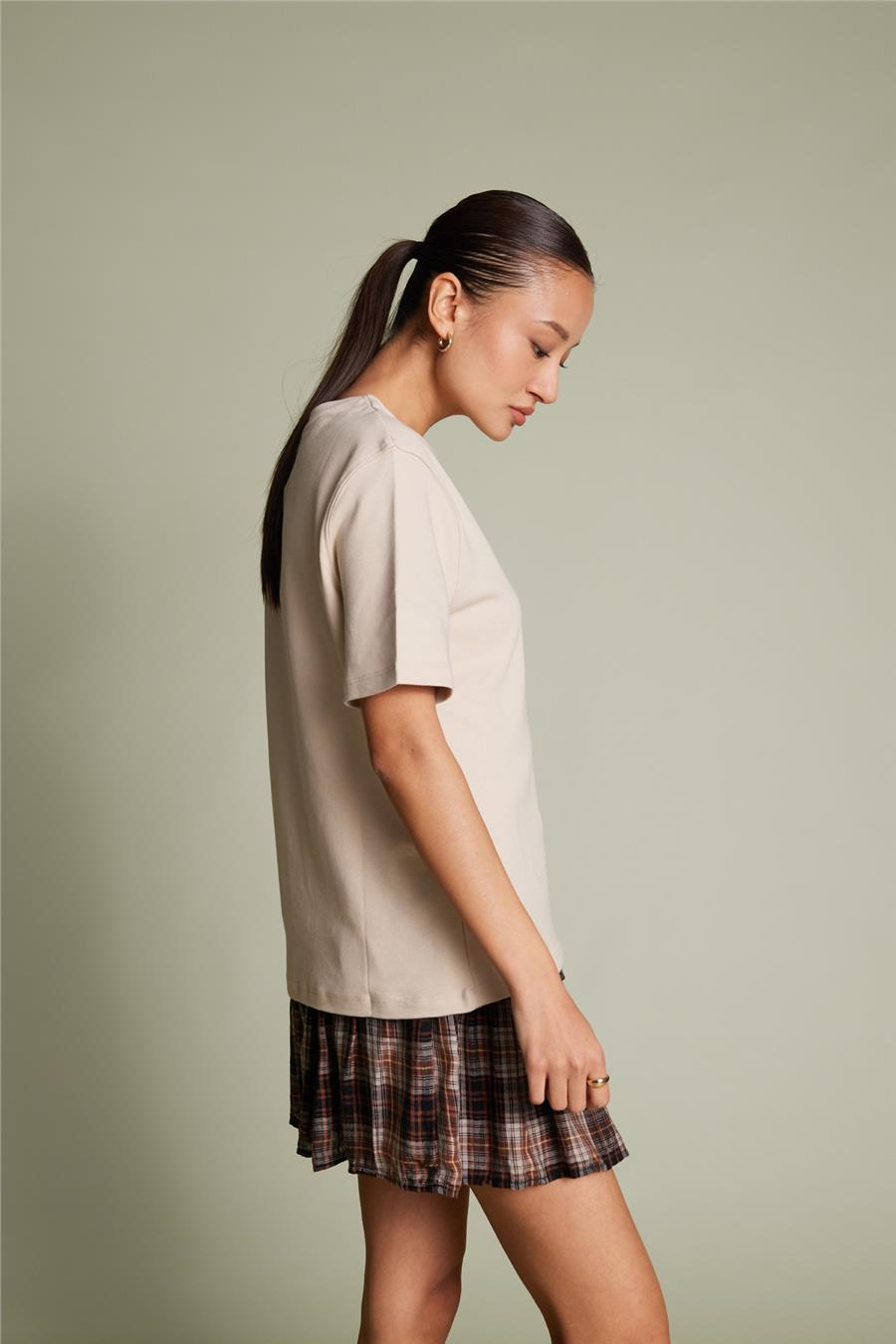 Avrile BİSİKLET YAKA T-SHIRT BEJ A25-10393