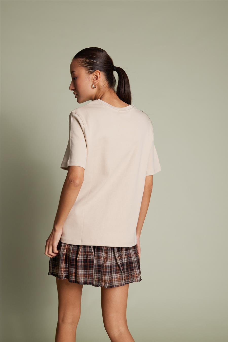 Avrile BİSİKLET YAKA T-SHIRT BEJ A25-10393