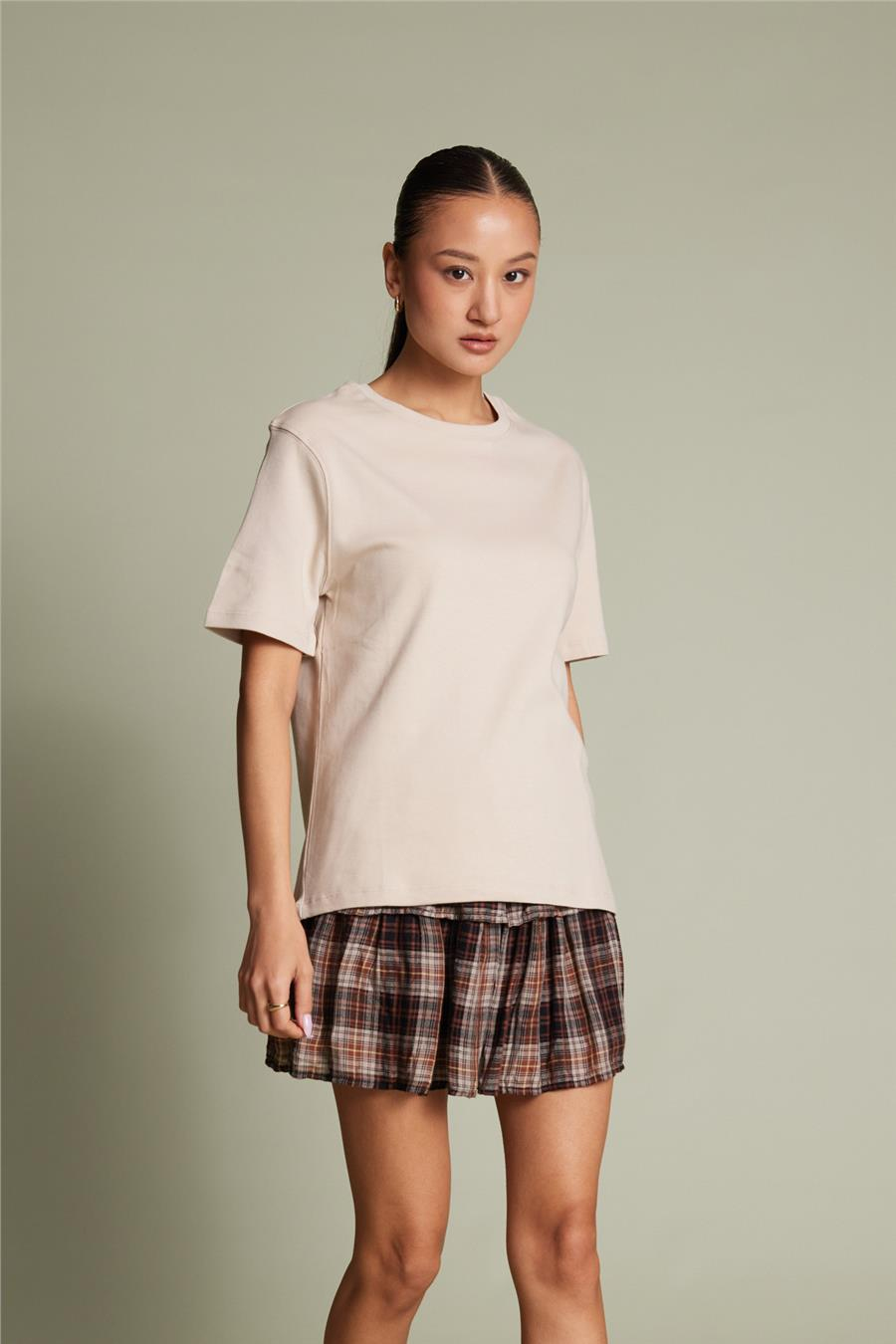 Avrile BİSİKLET YAKA T-SHIRT BEJ A25-10393