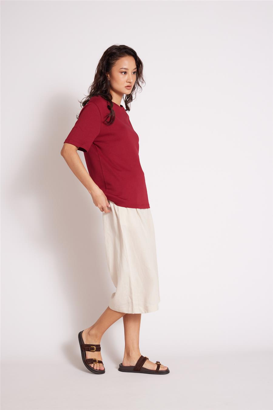 Avrile BİSİKLET YAKA T-SHIRT BORDO A25-10393
