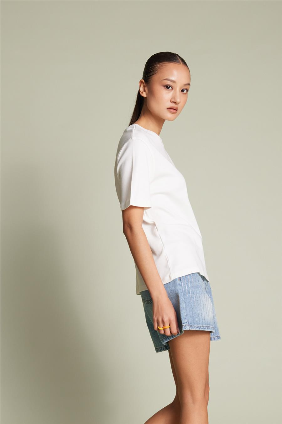 Avrile BİSİKLET YAKA T-SHIRT EKRU A25-10393