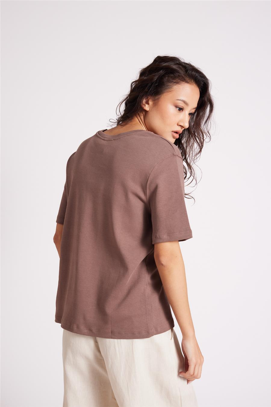 Avrile BİSİKLET YAKA T-SHIRT KAHVE A25-10393