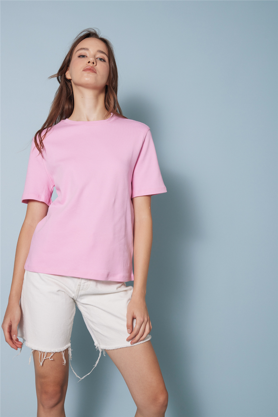 Avrile BİSİKLET YAKA T-SHIRT PEMBE A25-10393
