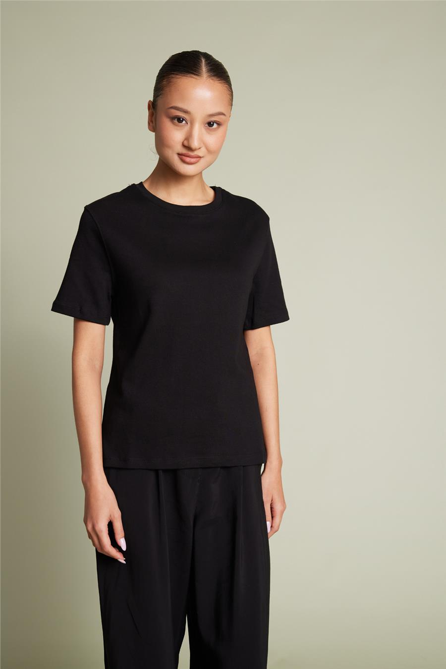 Avrile BİSİKLET YAKA T-SHIRT SİYAH A25-10393