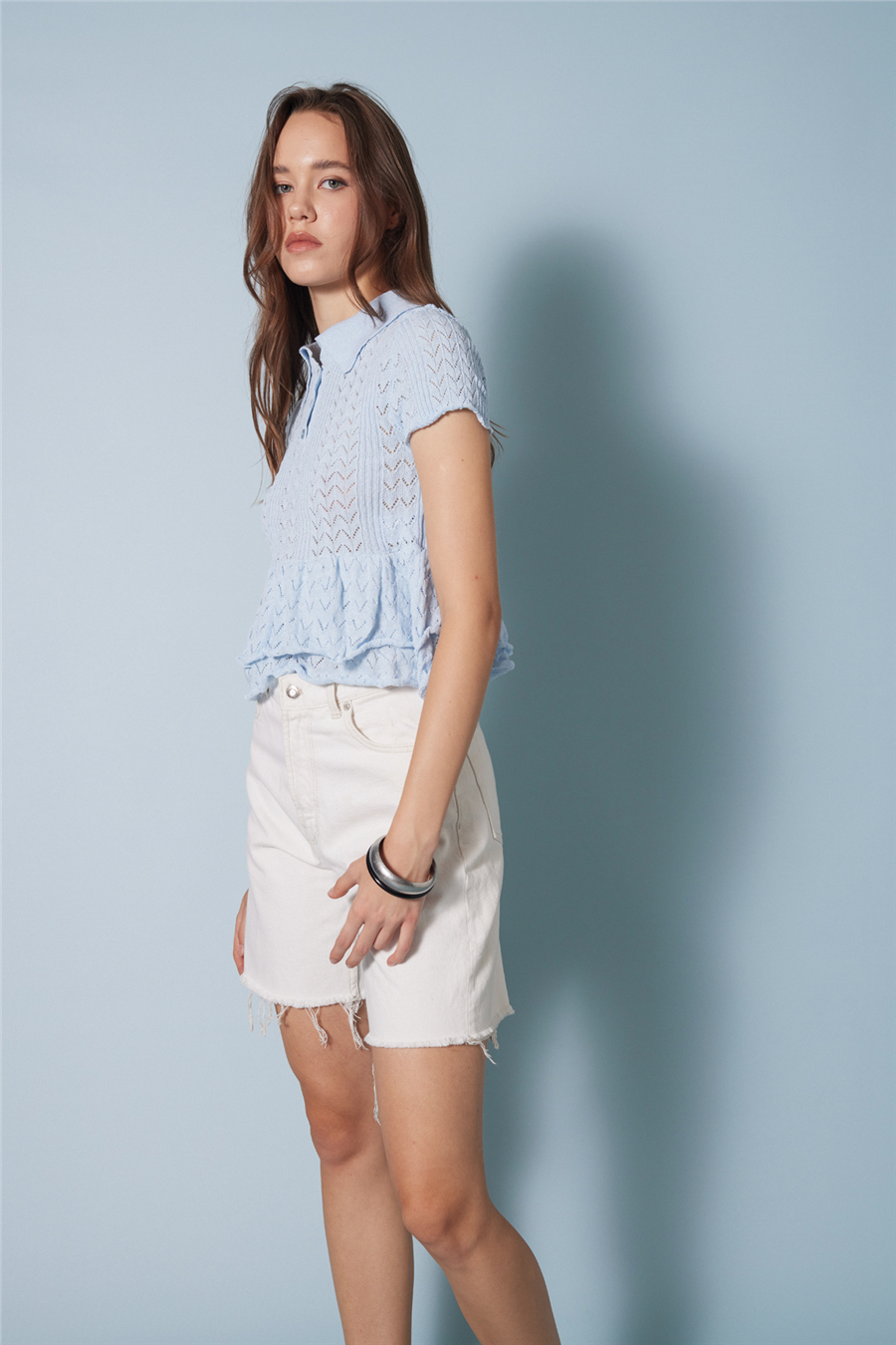 Avrile FIRFIRLI POLO YAKA TRİKO BLUZ BEBE MAVİ A92658-S