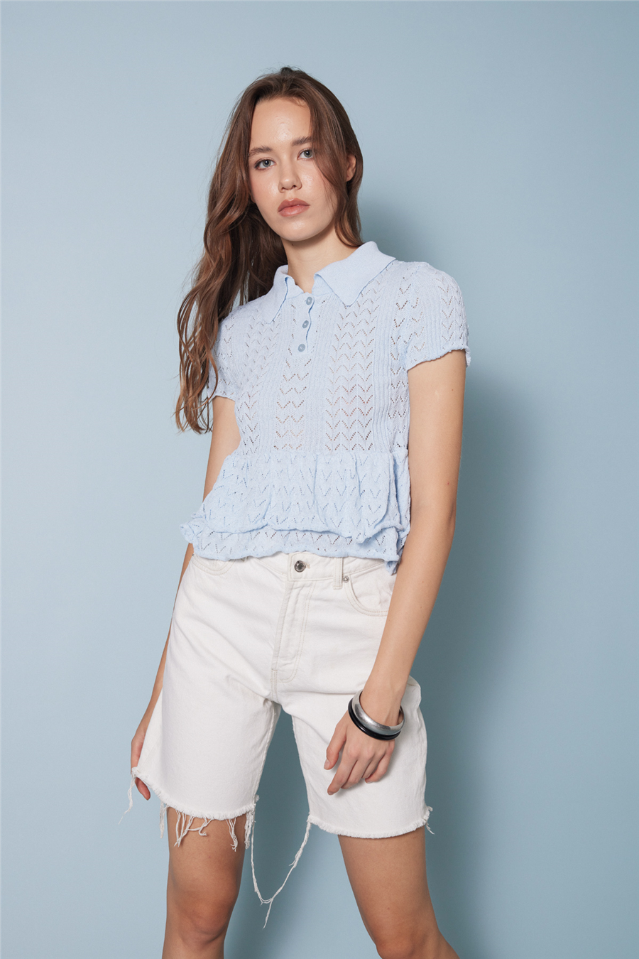 Avrile FIRFIRLI POLO YAKA TRİKO BLUZ BEBE MAVİ A92658-S