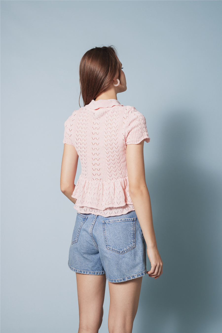 Avrile FIRFIRLI POLO YAKA TRİKO BLUZ PEMBE A92658-S