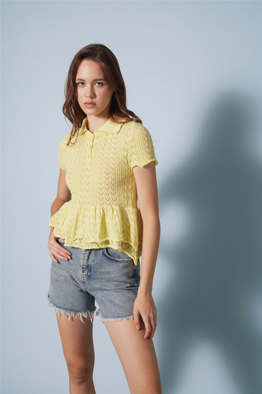 Avrile FIRFIRLI POLO YAKA TRİKO BLUZ SARI A92658-S
