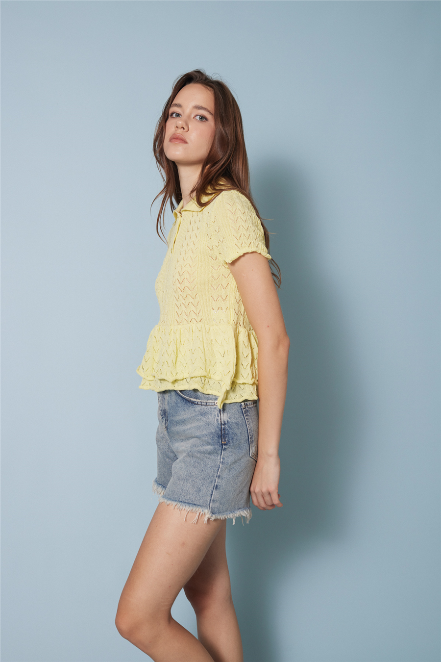 Avrile FIRFIRLI POLO YAKA TRİKO BLUZ SARI A92658-S