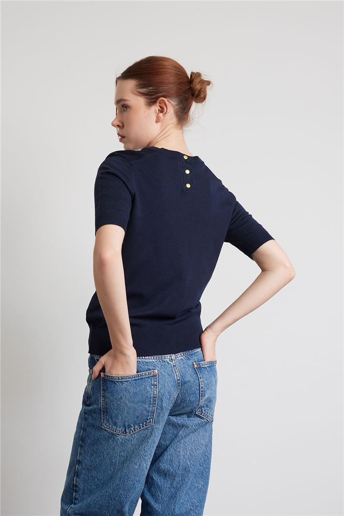 Avrile Short-Sleeved Basic Sweater Navy Blue A91995-S
