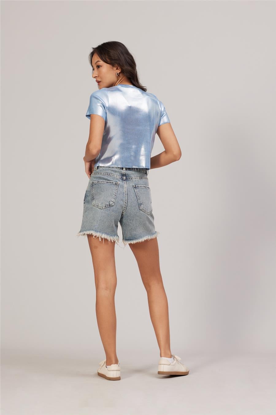 Avrile METALİK TRİKO T-SHIRT BEBE MAVİ A92508-S