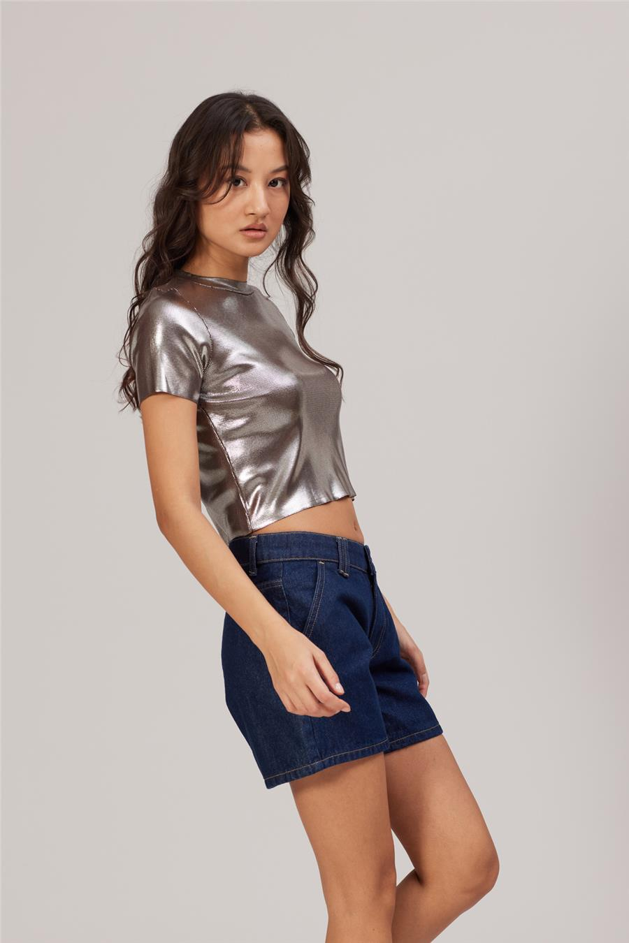 Avrile METALİK TRİKO T-SHIRT TABA A92508-S