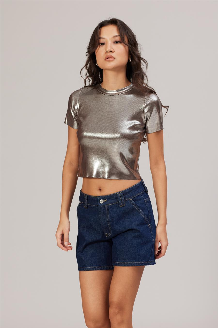 Avrile METALİK TRİKO T-SHIRT TABA A92508-S