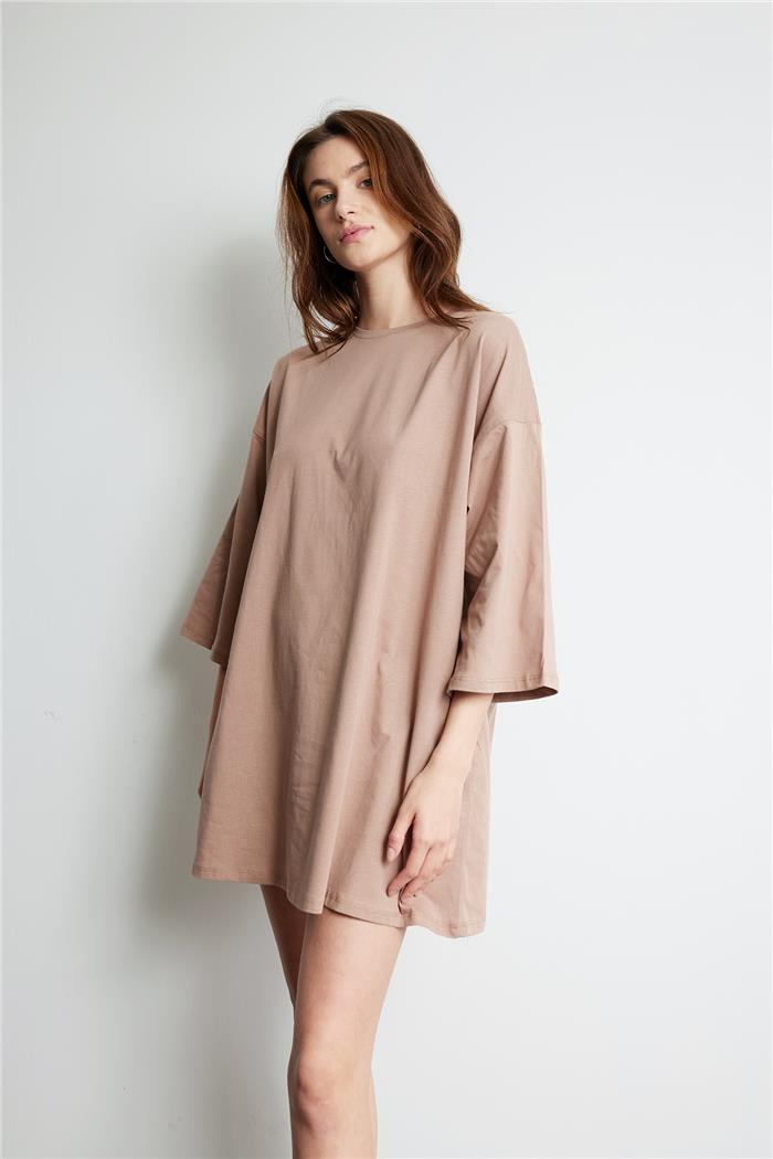 Avrile OVERSIZE  ELBİSE VİZON A24-10273