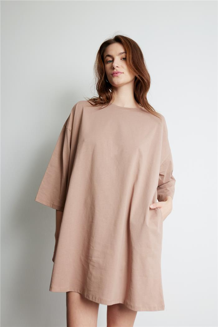 Avrile OVERSIZE  ELBİSE VİZON A24-10273