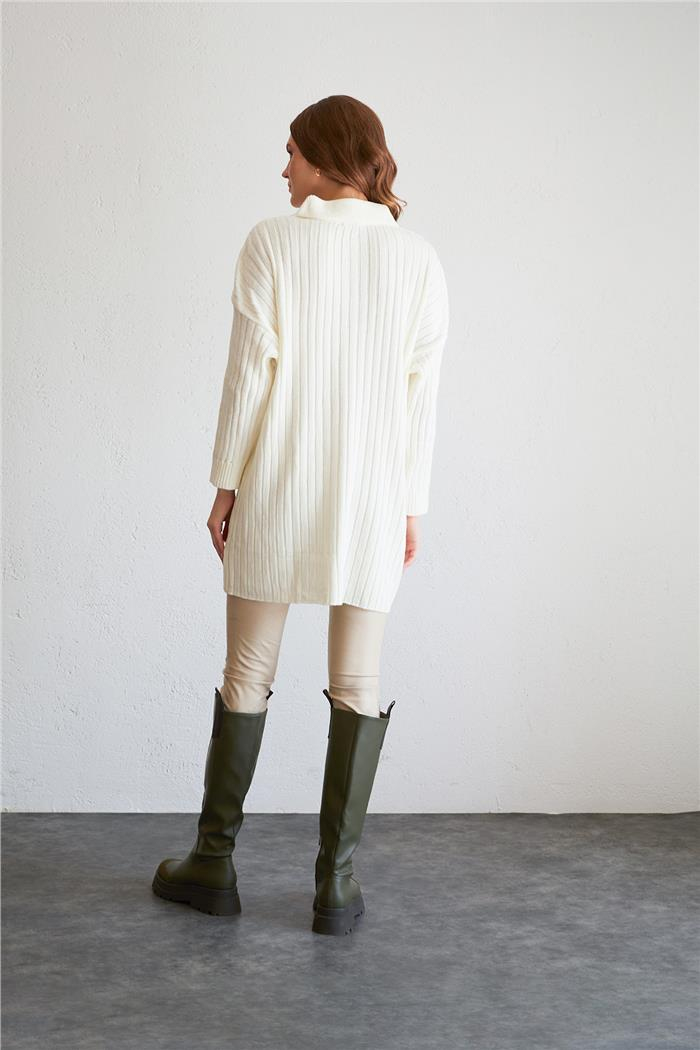 Avrile Polo Neck Knit Dress Ecru A92394-S