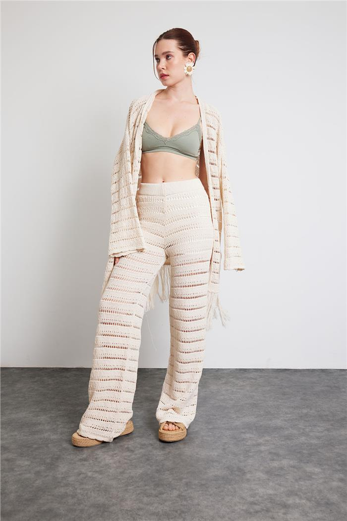 Avrile Tasseled Knit Set RAW ECRU A92516-S