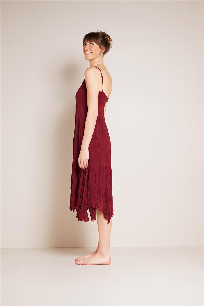 HAPPINESS DANTEL DETAYLI ASKILI ELBİSE BORDO N25-2073