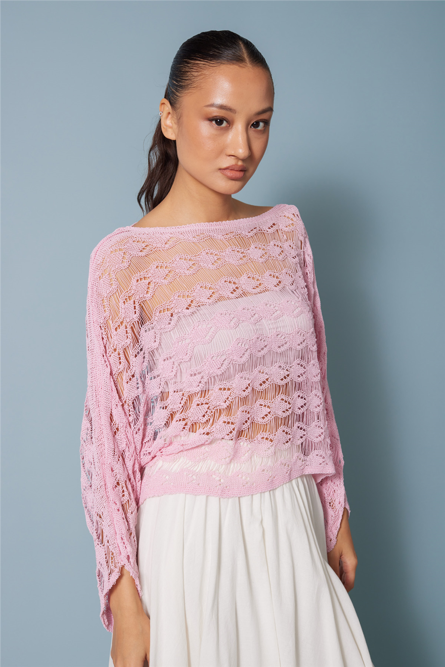 Nisan AJURLU TRİKO BLUZ PEMBE TT4798-Z