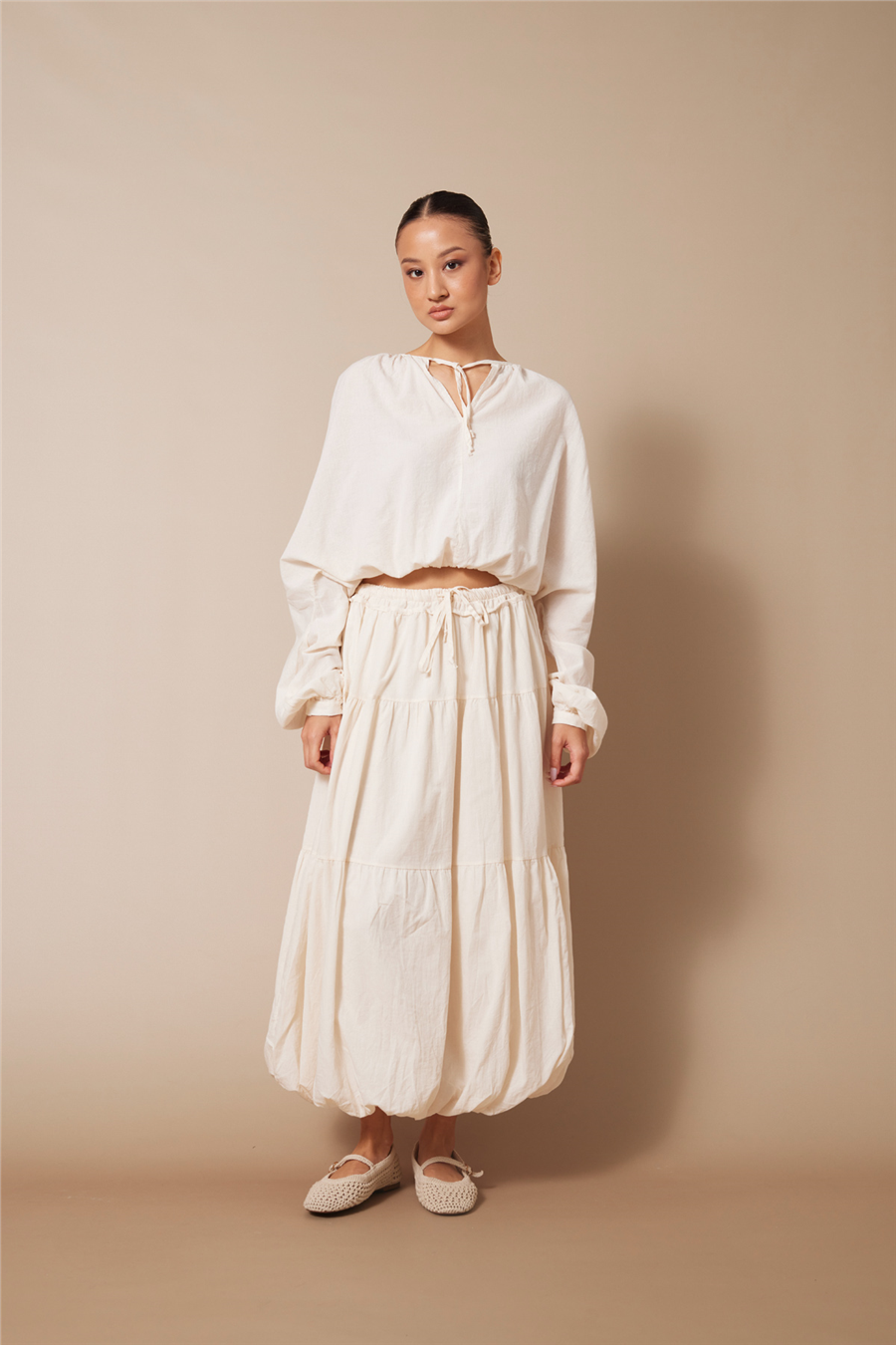 Nisan BAĞCIKLI BALON BLUZ NATUREL N26-2341