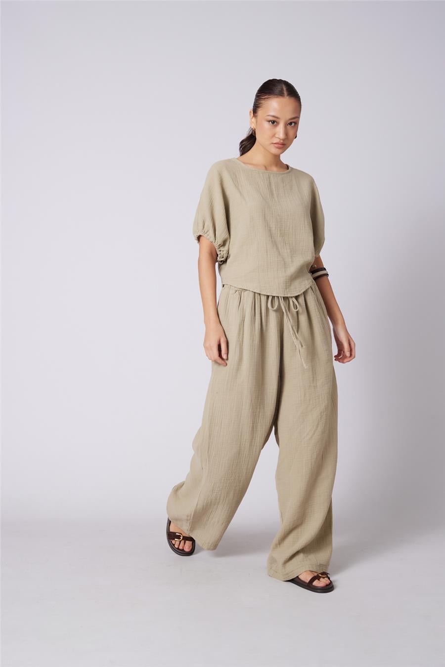 Nisan BAĞCIKLI STRAIGHT FIT PANTOLON ADAÇAYI N26-2324