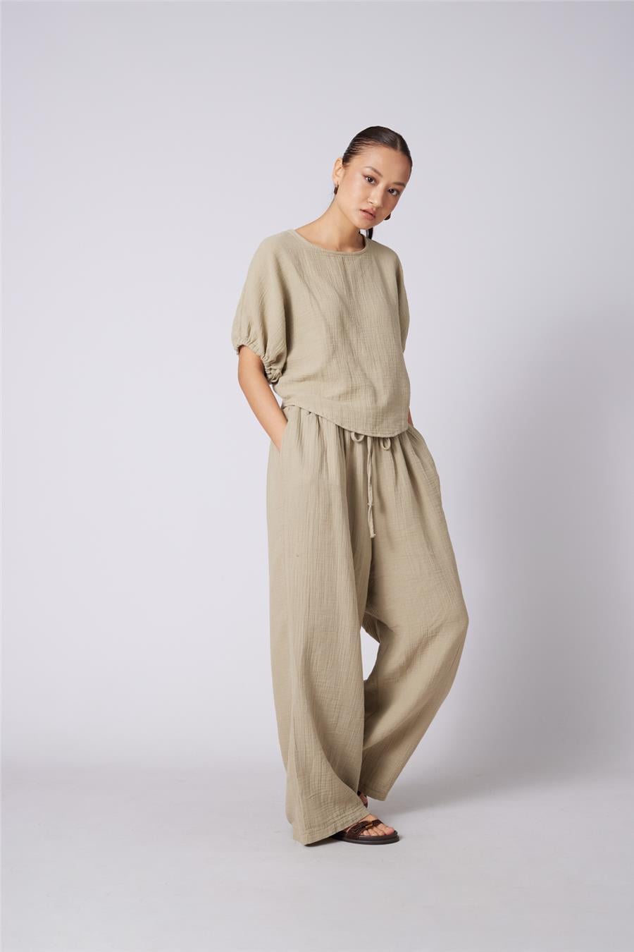 Nisan BAĞCIKLI STRAIGHT FIT PANTOLON ADAÇAYI N26-2324